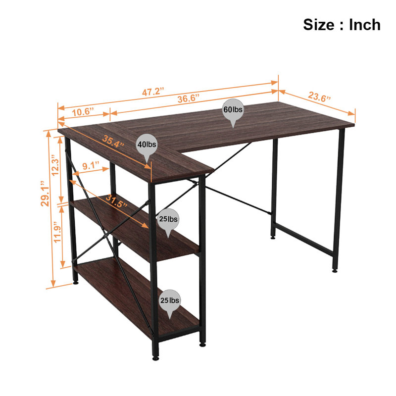 17 Stories Atia LShaped Metal Base Computer Desk & Reviews Wayfair